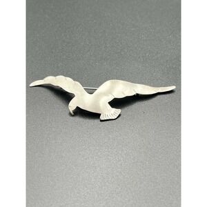 Orb Sterling Silver Seagull Bird Brooch 3 Inch Vintage‎ Coastal